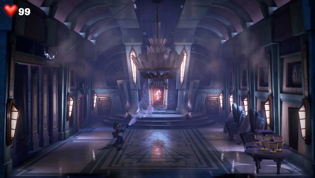 Luigi's Mansion 3 - Primera planta: lámpara con el mecanismo para encontrar la gema roja