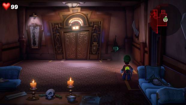 Luigi's Mansion 3 - Suites VIP: joya verde junto al ascensor