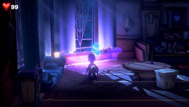 Luigi's Mansion 3 - Suites VIP: sofá oculto en el vestíbulo que esconde la joya blanca