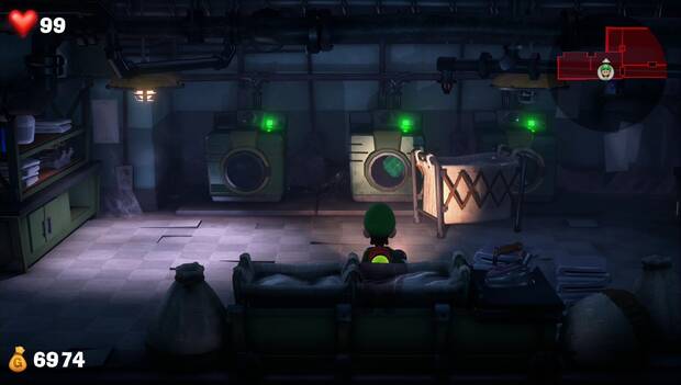 Luigi's Mansion 3 - Suites VIP: lavadora con la joya verde
