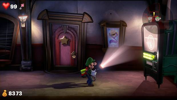 Luigi's Mansion 3 - Tiendas del hotel: máquina expendedora con la joya azul