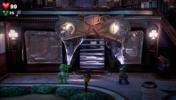 Luigi's Mansion 3 - TIendas del hotel: Luigi y Gomiluigi abren la puerta de la peluquería