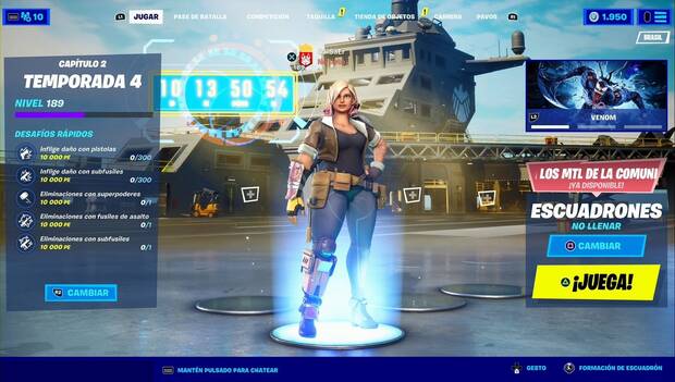 Fortnite Battle Royale - Pantalla del lobby con cuenta atrs