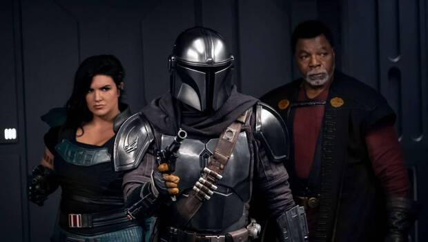 Cara Dune, Din Djarin y Greef Karga en The Mandalorian