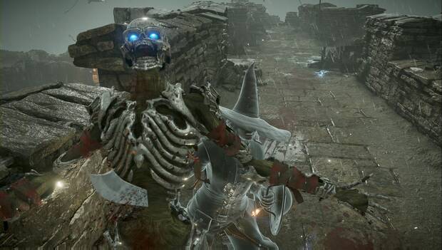 Demon's Souls Remake - Límite de la isla: esqueleto de plata apuñalado por la espalda