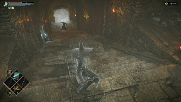Demon's Souls Remake - Límite de la isla: esqueleto negro al pie de las escaleras