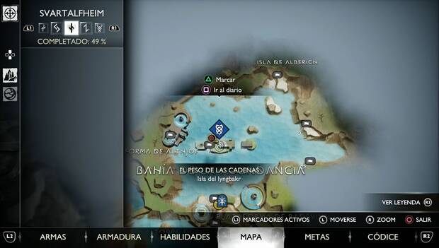 God of War Ragnarok - El peso de las cadenas: ubicación de la Isla del lyngbakr