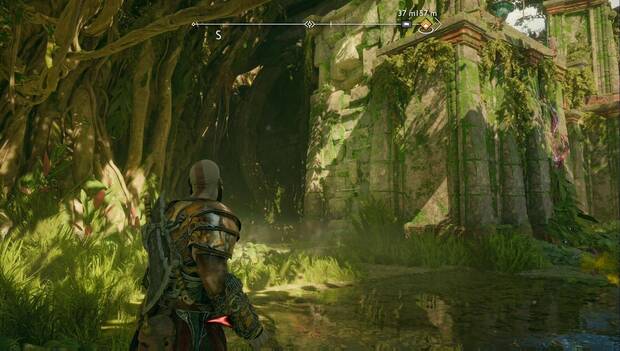 God of War Ragnarok - Objetos de saber en Jardín de Nóatún: pared por la que subir hasta Progreso del jardín