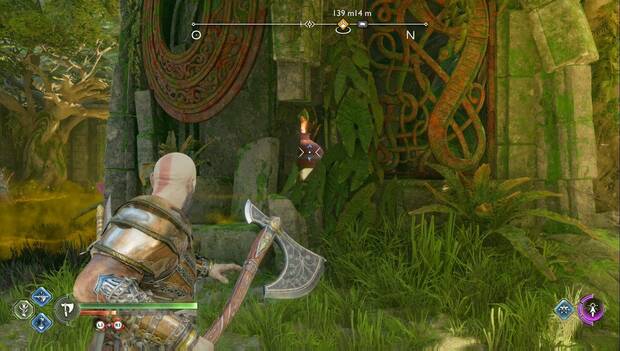 God of War Ragnarok - Jardín para los muertos: tinaja explosiva junto al tercer altar