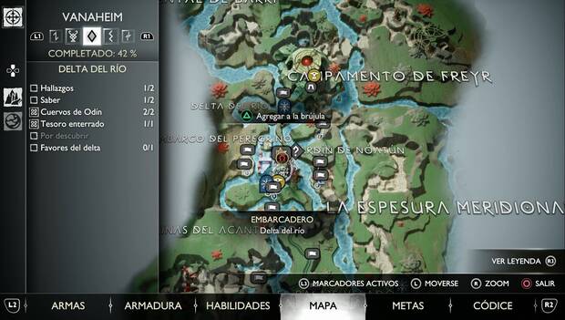 God of War Ragarok - Hallazgos en Delta del río: ubicación del Blasón de Odín