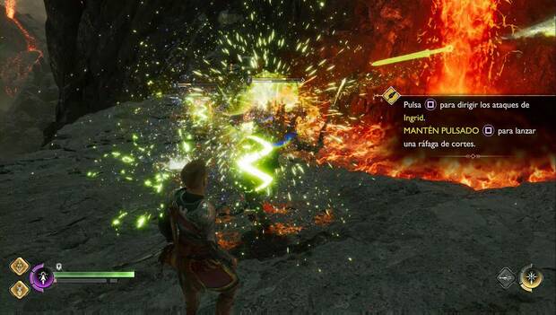 God of War Ragnarok - De cabeza al fuego: Atreus se enfrenta a los draugr usando a Ingrid