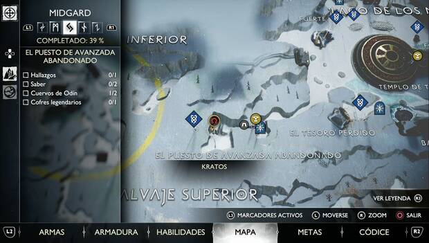 God of War Ragnarok - Objetos de saber en El puesto de avanzada abandonado: ubicación del monolito Blodugr Steinnn