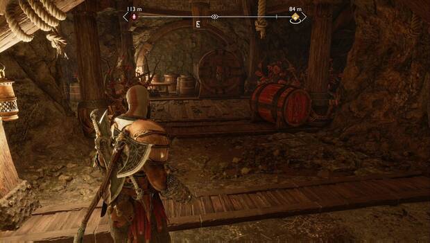 God of War Ragnarok: La forja del destino: cruce lleno de zarzas y objetos inflamables