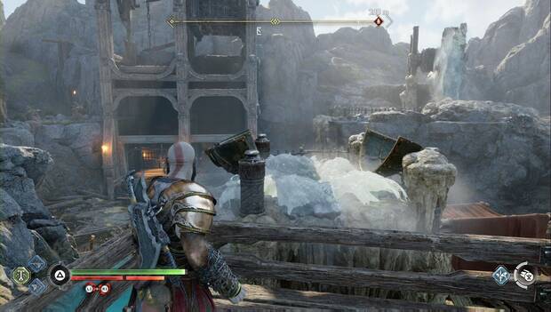 God of War Ragnarok: La forja del destino: géiser congelado para levantar el elevador