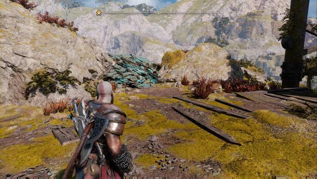 God of War Ragnarok - El tesoro perdido: piedra sónica a la izquierda de la rueda de agua