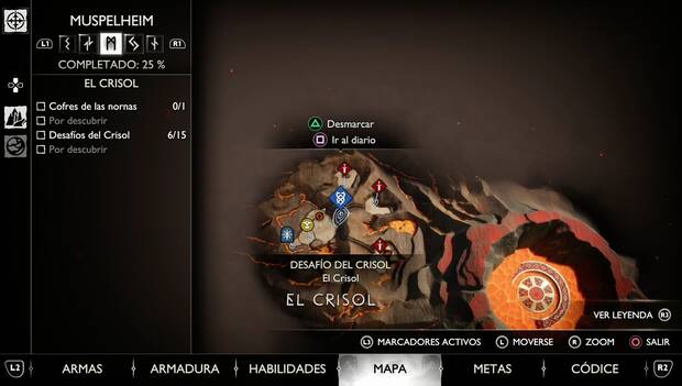 God of War Ragnarok - El Crisol: ubicación de las tres espadas de los retos
