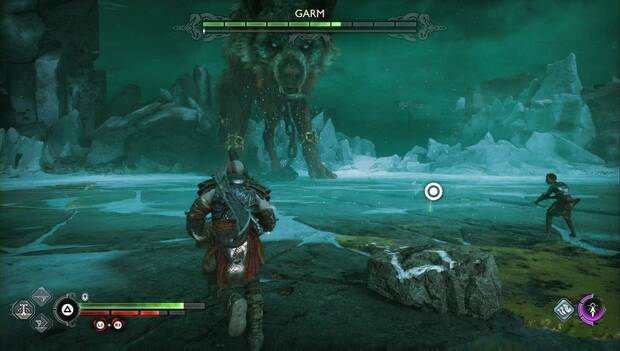 God of War Ragnarok - Reencuentro: Kratos arroja un proyectil de vuelta a Garm