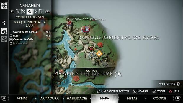 God of War Ragnarok - Objetos de Saber en Bosque oriental de Barri: ubicación de La promesa de los aesir