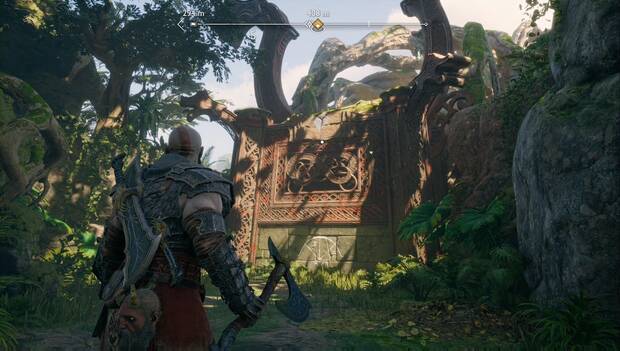 God of War Ragnarok - Criaturas de la profecía: muro sin la rama obstaculizando el paso