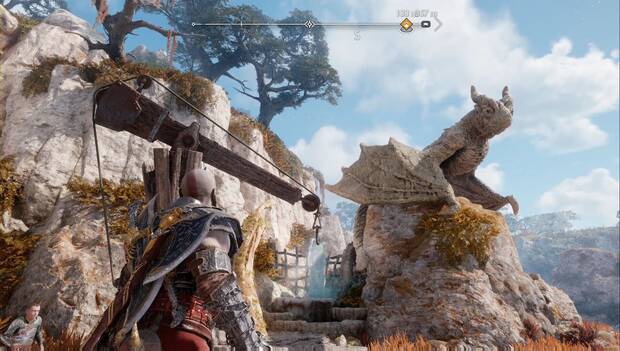 God of War Ragnarok - Dragón de piedra: estatua de la Playa del dragón