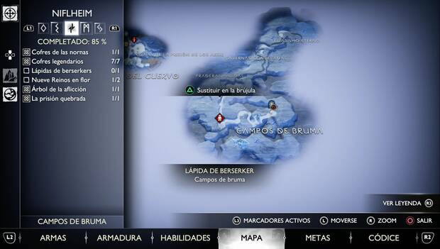God of War Ragnarok - Niflheim: ubicación de la lápida de Skjothendi la Certera