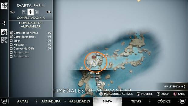 God of War Ragnarok - Marcadores de Saber en Svartalfheim: ubicación del Marcador Caminos inseguros en el mapa