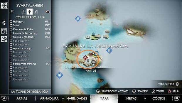 God of War: Ragnarok - Svartalfheim: mapa con la ubicación de la zona oculta La torre de vigilancia