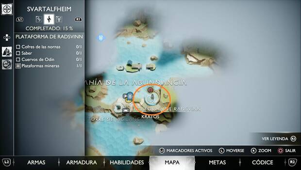 God of War Ragnarok - Ubicación en el mapa de la Plataforma de Radsvinn