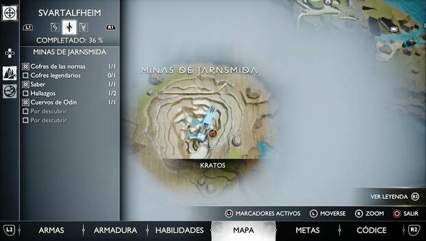 God of War Ragnarok - Hallazgos en Minas de Jarnsmida: ubicación en el mapa del Hallazgo Carraca y Plaf