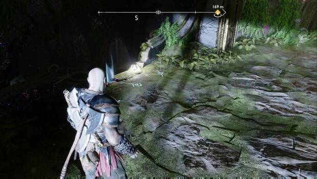 God of War Ragnarok - Objetos de saber: punto de las escaleras de caracol desde las que bajar hasta el pergamino El puente del Bifröst