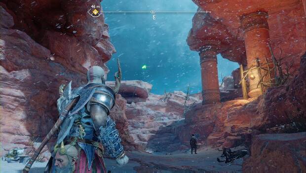 God of War Ragnarok - Cuervo de Odín #4 en Los cañones: cuervo sobrevolando la zona