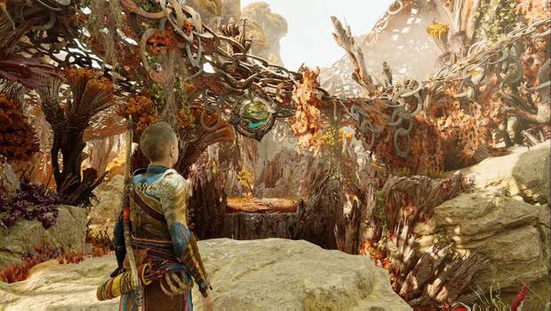 God of War Ragnarok - El santuario perdido: piedra sónica a destruir para avanzar