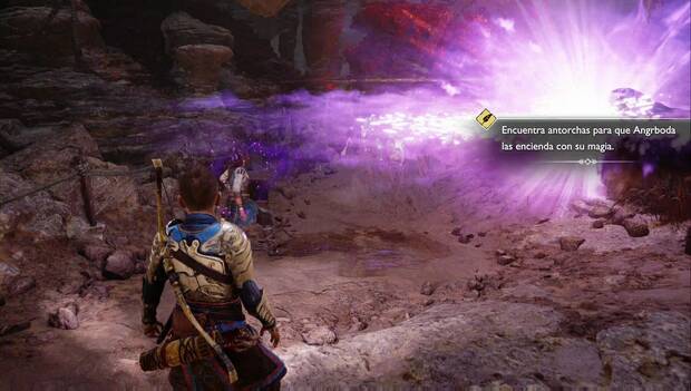 God of War Ragnarok - El santuario perdido: Angrboda enciende una antorcha
