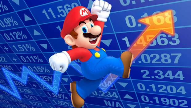 Fotomontaje de Mario frente a un grfico de acciones