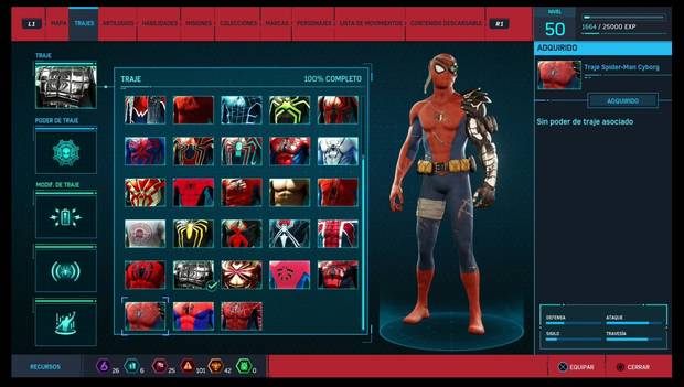 Marvel's Spider-Man - Trajes: Traje de Spider-Man Cyborg