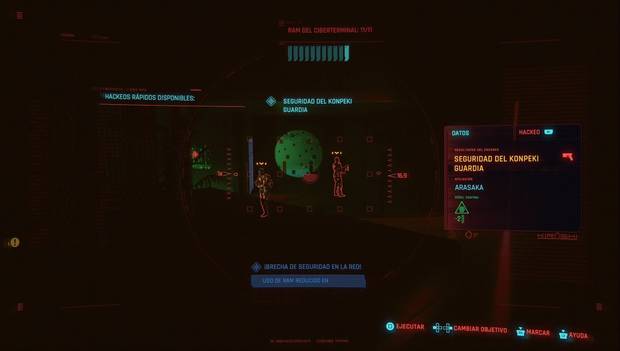Cyberpunk 2077 - El Golpe: guardias en la zona anterior al ascensor