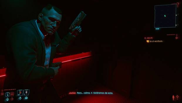 Cyberpunk 2077 - El Golpe: Jackie bromea en el ascensor