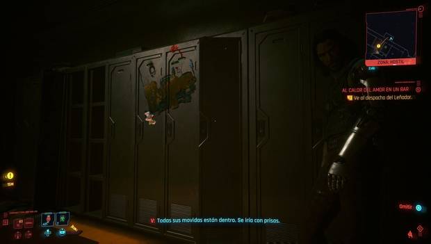 Cyberpunk 2077 - Al calor del amor en un bar: ubicación del bolso de Evelyn