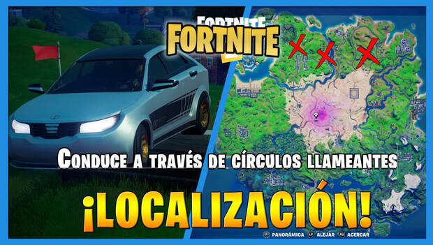 Fortnite - Conduce a través de círculos llameantes