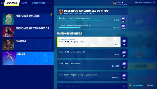 Fortnite - Capítulo 3, Temporada 1 - Misiones: Objetivos adicionales de hitos