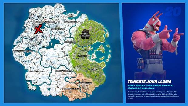 Fortnite Battle Royale - C3 T1 - Ubicación de Teniente John Llama