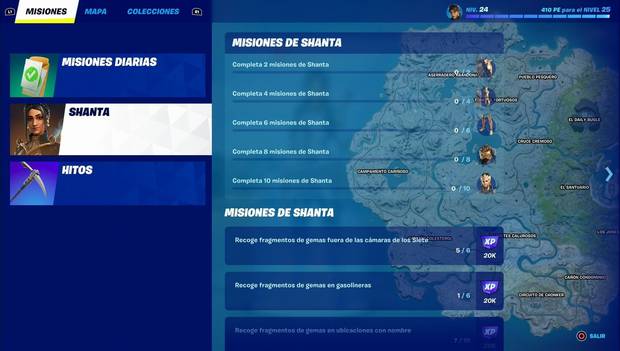 Fortnite Battle Royale - C3 T 1: misiones de Shanta