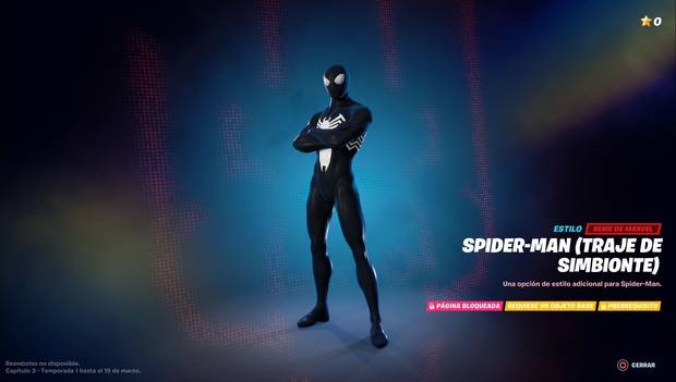 Fortnite C3 T1 - Spider-Man con Traje de simbionte en el Pase de Batalla