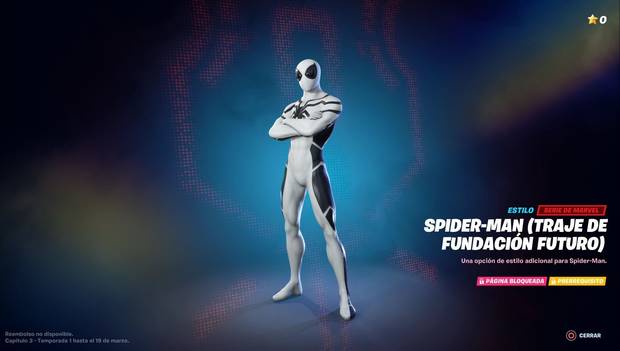 Fortnite C3 T1 - Spider-Man con Traje de Fundación Futuro en el Pase de Batalla