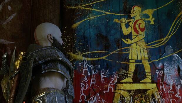 God of War Ragnarok - Mural de Faye con el futuro de Kratos