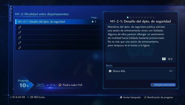 Crisis Core Final Fantasy VII Reunion - Desafío del dpto. de seguridad