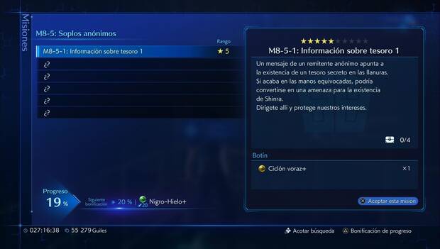 Crisis Core Final Fantasy VII Reunion - M8-5-1: Información sobre tesoro 1