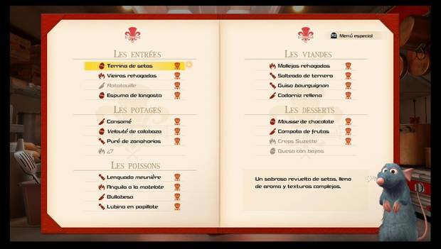 Kingdom Hearts 3 - Cocina: menú