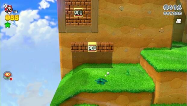Super Mario 3D World - 1-3: estrella verde en la fachada de la montaña