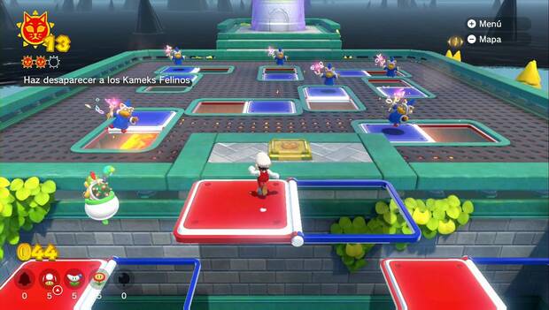 Bowser's Fury - Bastión Bronco: Kameks Felinos en la plataforma de los Broncos